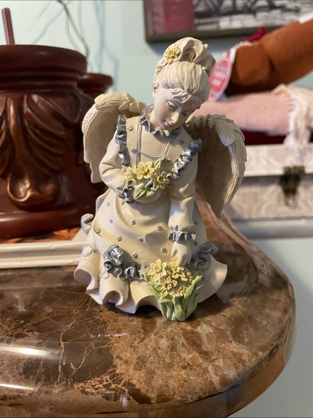 Angel Figurine - Cream and Pale Yellow Home Accent